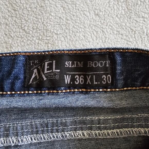 AXEL Slim Boot Jeans Mens 36x29 Medium Wash Western Stretch Denim Flat Pockets - Picture 5 of 7
